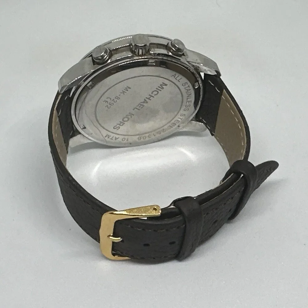 Michael Kors Mercer MK8292 Men's Brown Leather Analog Dial Quartz Watch HME597